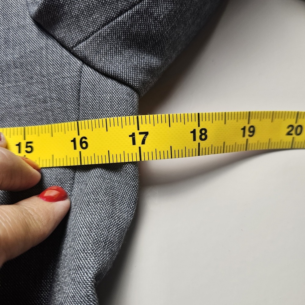 Theory Womens Grey Wool Blend Tuxedo Blazer Black Shawl Collar Jacket Size 0 - Picture 6 of 10